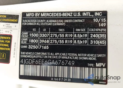 2016 Mercedes-Benz Gl 450 4Matic from USA, damaged, VIN 4JGDF6EE6GA676749